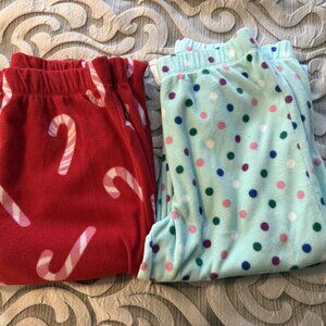 Old Navy Girls Polka Dot Candy Cane Holiday Christmas Fleece Pull On PJ Pants 14